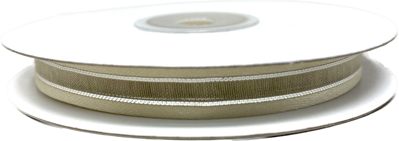 Load image into Gallery viewer, 3/8&quot; Sheer Organza Ribbon w/ Satin &amp; Metallic Edges (25 Yds)
