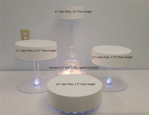 Multi Tier Wedding Cake Stand with LED Lights - 4 Tier (1 Set)