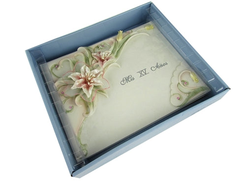 Load image into Gallery viewer, Premium Quinceanera Tiger Lily Design Guest Book (Spanish) (1 Pc)
