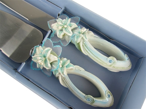 Load image into Gallery viewer, Premium Tiger Lily Design Cake Knife Set - Stainless Steel (1 Set)
