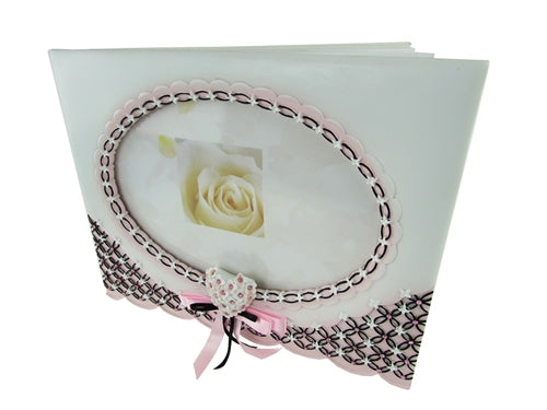 Premium Quinceanera Satin & Diamond Floral Guest Book (Spanish) (1 Pc)