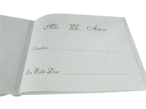 Premium Quinceanera Satin & Diamond Floral Guest Book (Spanish) (1 Pc)