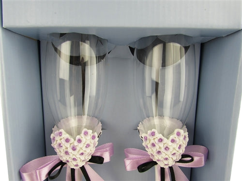 Premium Satin & Diamond Floral Design Cup Set of 2 (1 Set)
