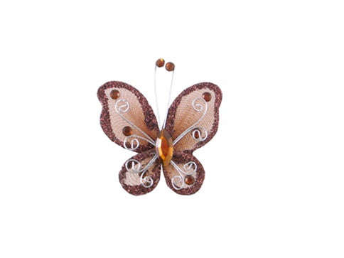 2" Sheer Butterflies w/ Wired SPARKLING Edge (12 Pcs)