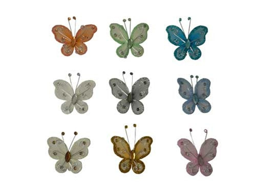 2" Sheer Butterflies w/ Wired SPARKLING Edge (12 Pcs)