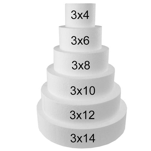 Foam Dummy Cakes - Round - 3"H x 12" (1 Pc)