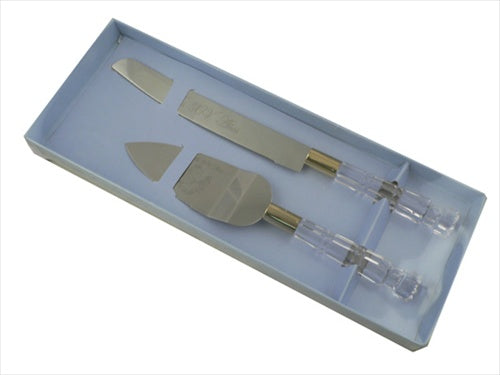 Load image into Gallery viewer, Cake Knife Set - &quot;Mis 15 Anos&quot; Printed Design w/ Clear Handles (1 Set)
