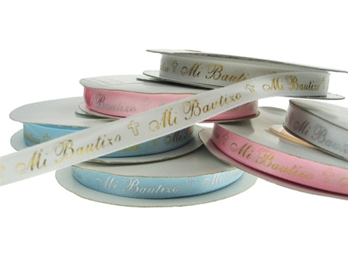 Listón Estampado METÁLICO Satinado 3/8