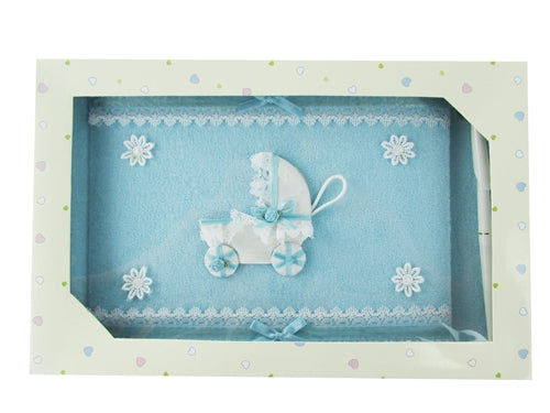 Premium Cloth Baby Shower "Carriage" Guest book w/ Pen (1 Pc)
