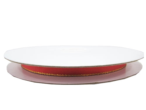 Cinta satinada de 3/8" con bordes metálicos (50 yardas)