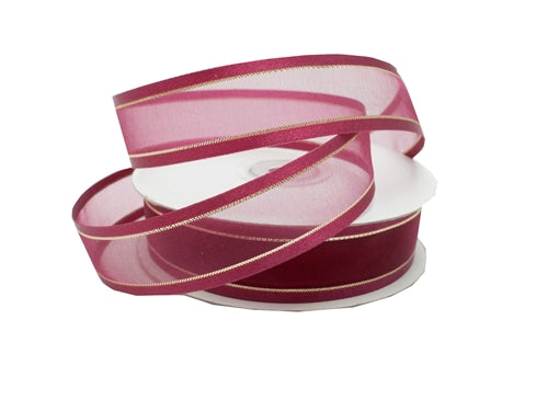 Pink with White Saddle Stitch Ribbon, 5/8 x 25 Yards