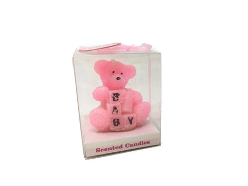 Liquidación - Oso de peluche de 2.75" con bloques de bebé - Vela perfumada (con caja de regalo) (12)