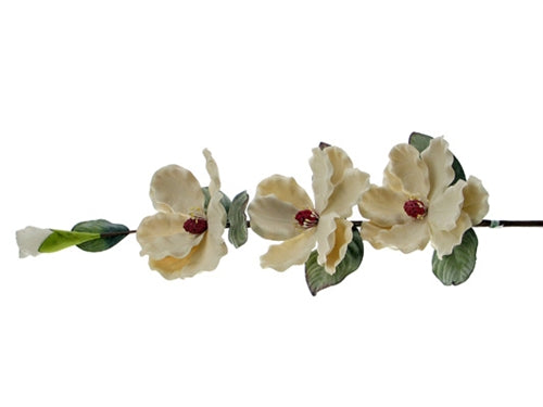 Flor de tallo de magnolia de látex GRANDE de 31" (3 + 1 cabeza) (1)