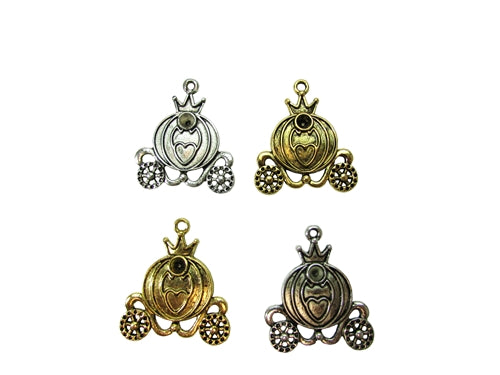 Miniature 1.25" Pumpkin Coach Metal Charm (10 Pcs)