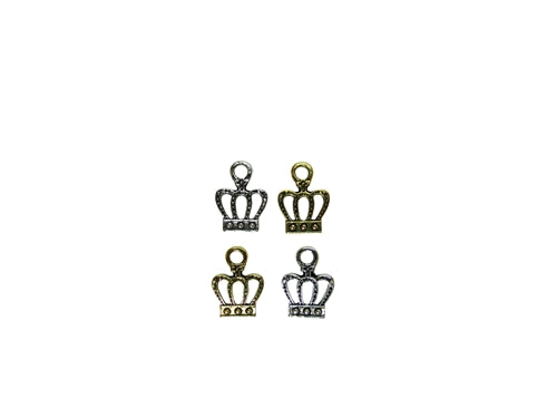 Miniature 0.5" Crown Metal Charm (42 Pcs)