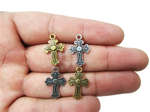 Load image into Gallery viewer, Miniature 0.75&quot; Cross Metal Charm (50 Pcs)
