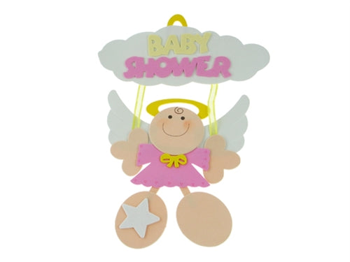 Load image into Gallery viewer, 15&quot; Foam &quot;BABY SHOWER&quot; w/ Angel Decoration Sign (1 Pc)
