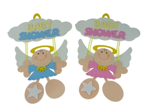 Load image into Gallery viewer, 15&quot; Foam &quot;BABY SHOWER&quot; w/ Angel Decoration Sign (1 Pc)
