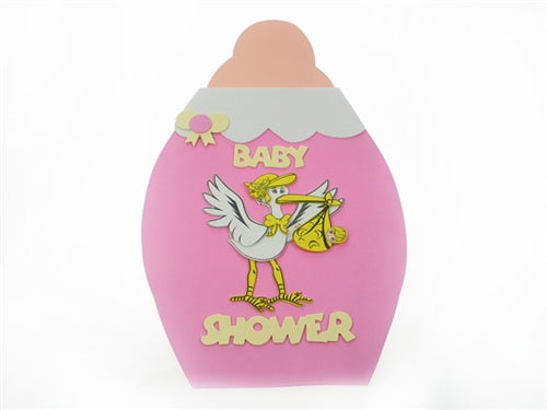 11.25" Foam Baby Shower Bottle w/ Stork Decoration Sign (1 Pc)
