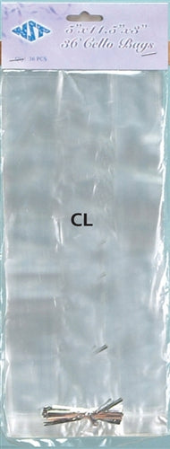 11.5" Cellophane Gift Bags w/ Twist Tie (Large) (36 Pcs)