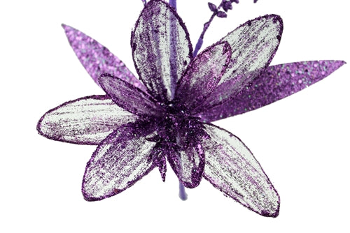 Load image into Gallery viewer, 15&quot; Sparkle Wired Organza LILY Flower #1 (1 Pc)
