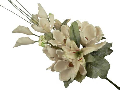 Ramo de flores de lirio de cala y magnolia topiaria de látex de 26" (1)