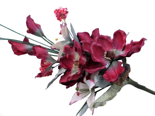 Ramo de flores de lirio de cala y magnolia topiaria de látex de 26" (1)