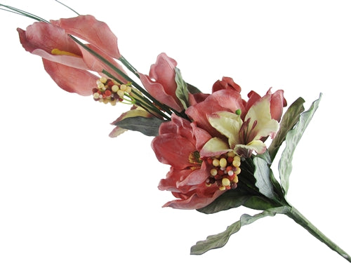 Ramo de flores de lirio de cala y magnolia topiaria de látex de 26" (1)