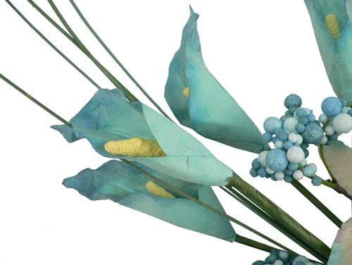 Ramo de flores de lirio de cala y magnolia topiaria de látex de 26" (1)