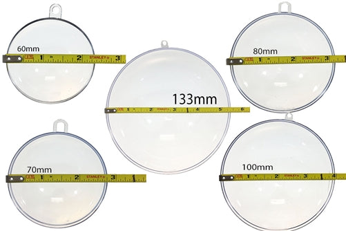 Bolas de adorno rellenables de plástico transparente de 60 mm (12)