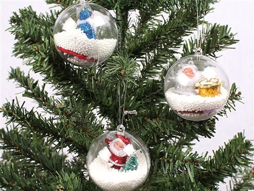 80mm Clear Plastic Fillable Ornament Balls (12 Pack)