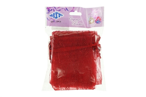 Load image into Gallery viewer, 3&quot; x 4&quot; STRIPED SPARKLING GLITTERED Organza Favor Bags (12 Pcs)
