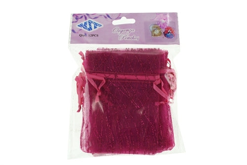 4" x 5" STRIPED SPARKLING GLITTERED Organza Favor Bags (12 Pcs)