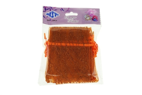 Load image into Gallery viewer, 4&quot; x 5&quot; STRIPED SPARKLING GLITTERED Organza Favor Bags (12 Pcs)
