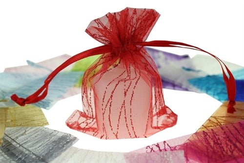 Load image into Gallery viewer, 3&quot; x 4&quot; STRIPED SPARKLING GLITTERED Organza Favor Bags (12 Pcs)
