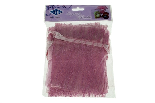 4" x 5" STRIPED SPARKLING GLITTERED Organza Favor Bags (12 Pcs)