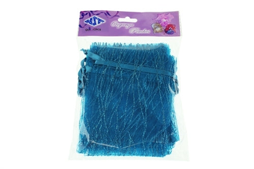 4" x 5" STRIPED SPARKLING GLITTERED Organza Favor Bags (12 Pcs)