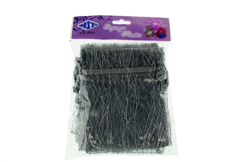 4" x 5" STRIPED SPARKLING GLITTERED Organza Favor Bags (12 Pcs)
