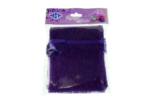 4" x 5" STRIPED SPARKLING GLITTERED Organza Favor Bags (12 Pcs)