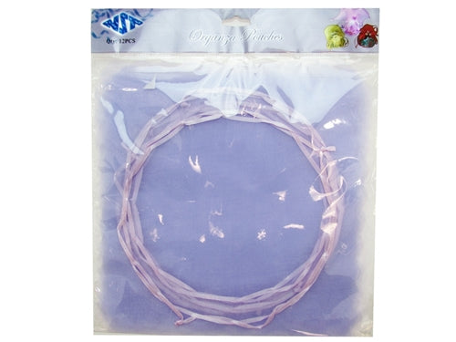 LIQUIDACIÓN - Bolsas de organza de 9" con bordes ondulados y lazo de cinta (12 piezas)