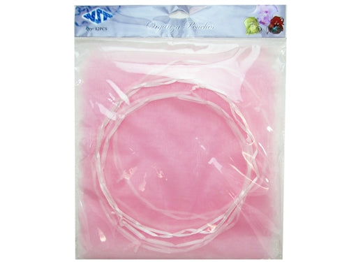 LIQUIDACIÓN - Bolsas de organza de 9" con bordes ondulados y lazo de cinta (12 piezas)