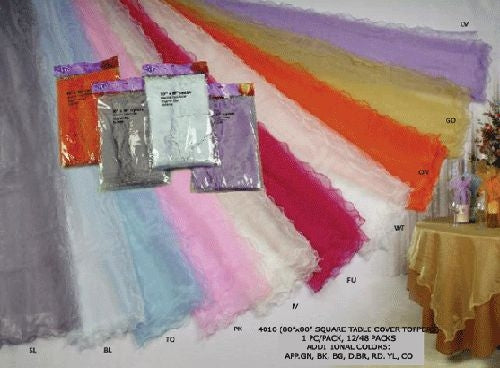 80" x 80" Organza Table Cover Overlays (1 Pc)