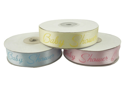 Load image into Gallery viewer, 7/8&quot; Satin Printed Ribbon - &quot;Baby Shower&quot; (25 Yards)
