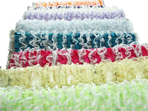 Load image into Gallery viewer, CLEARANCE - 2&quot; Pleated Satin on Lace Trim (10 Yards)
