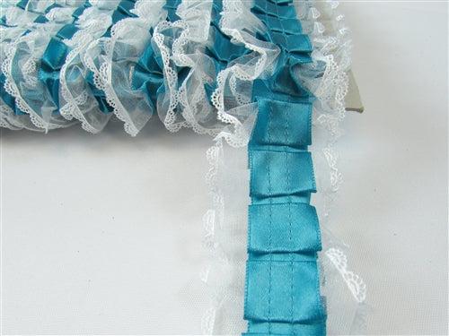 Load image into Gallery viewer, CLEARANCE - 2&quot; Pleated Satin on Lace Trim (10 Yards)
