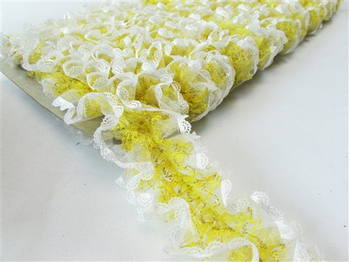 CLEARANCE - 2" SPARKLING Pleated Lace & Organza Trim (10 Yards)