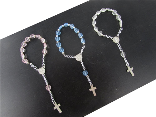 5.5" Miniature Glass Rosaries - Heart Bead Design (12 Pcs)