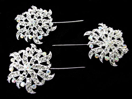 Load image into Gallery viewer, 2.75&quot; Rhinestone Floral Pins #4879 (3 Pcs)
