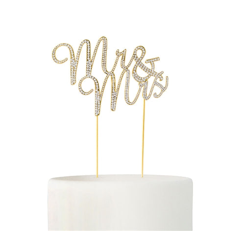 Load image into Gallery viewer, Diamond Rhinestone Cake Toppers - Mr&amp;Mrs (1 Pc)
