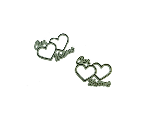 Miniature "Our Wedding" Two Heart Charm Sign (12 Pcs)